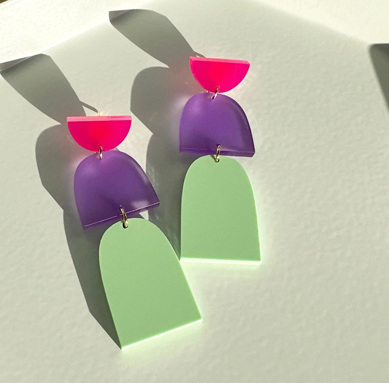 Drop Earrings Fuchsia Lilac Mint