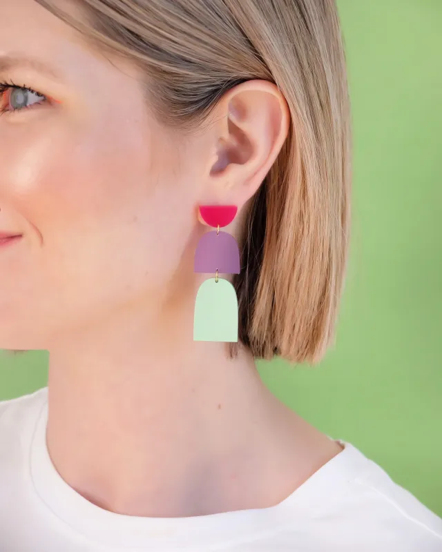 Drop Earrings Fuchsia Lilac Mint