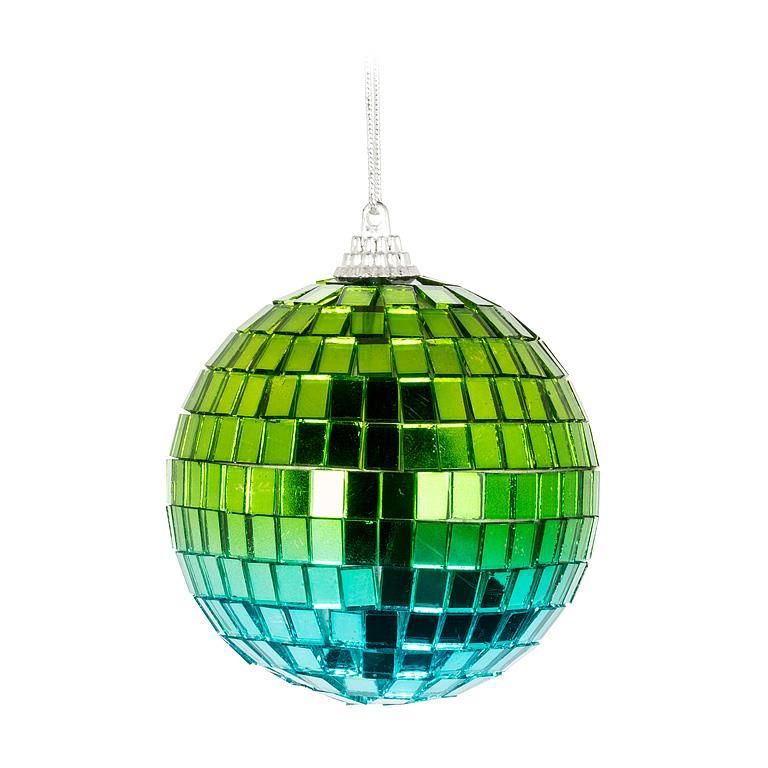 Mirror Disco Ball Ornament Ombre Green/Blue