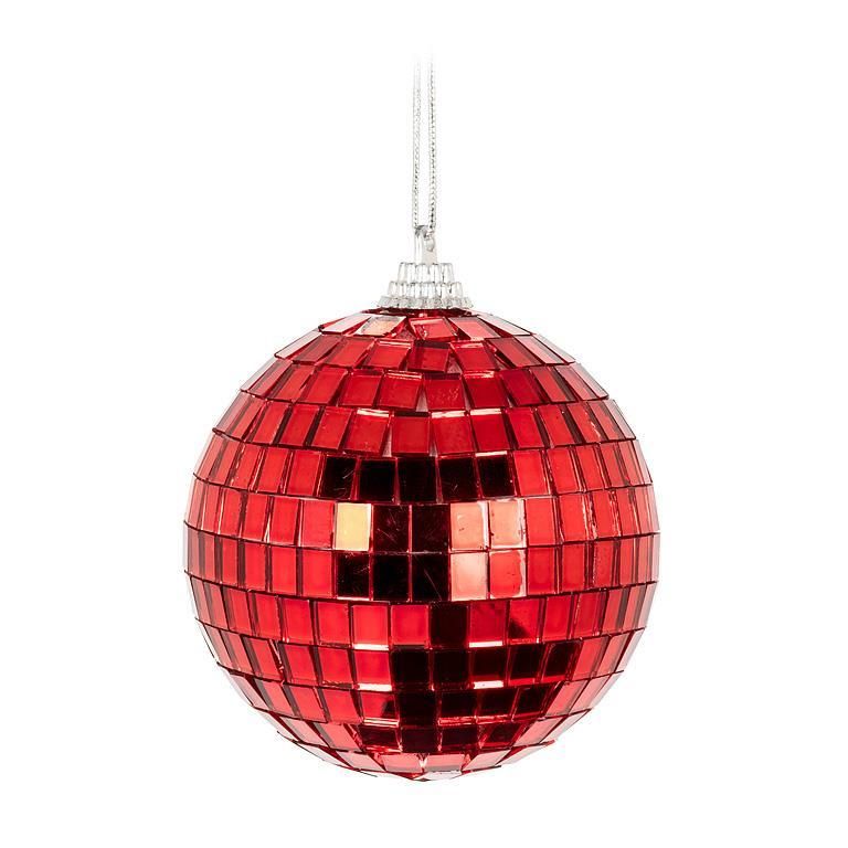 Mirror Disco Ball Ornament Red