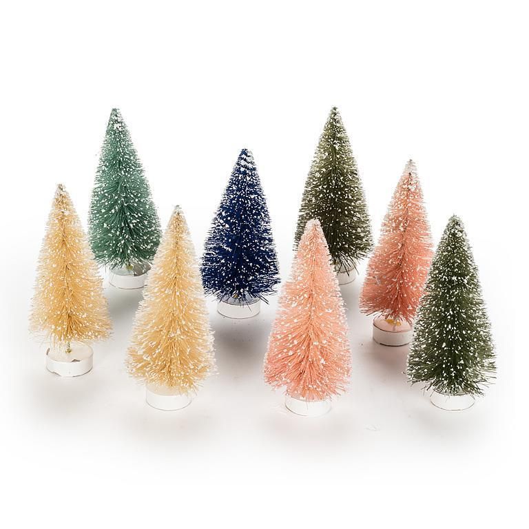 Pastel Bottle Brush Trees Set of 8
