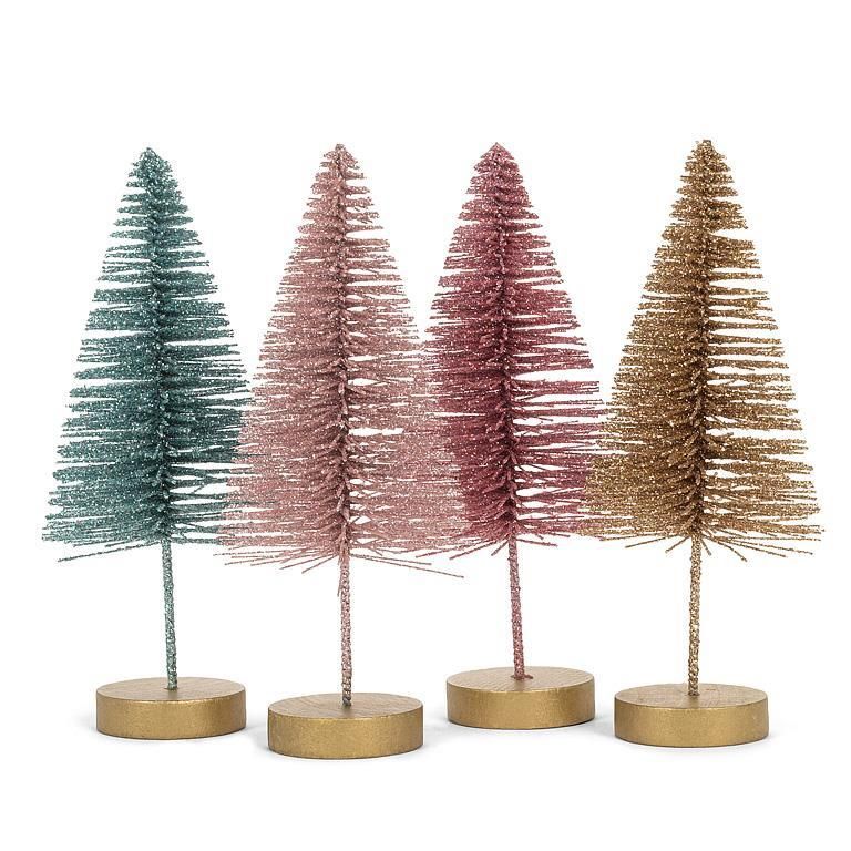 Glitter Brush Trees Set of 4