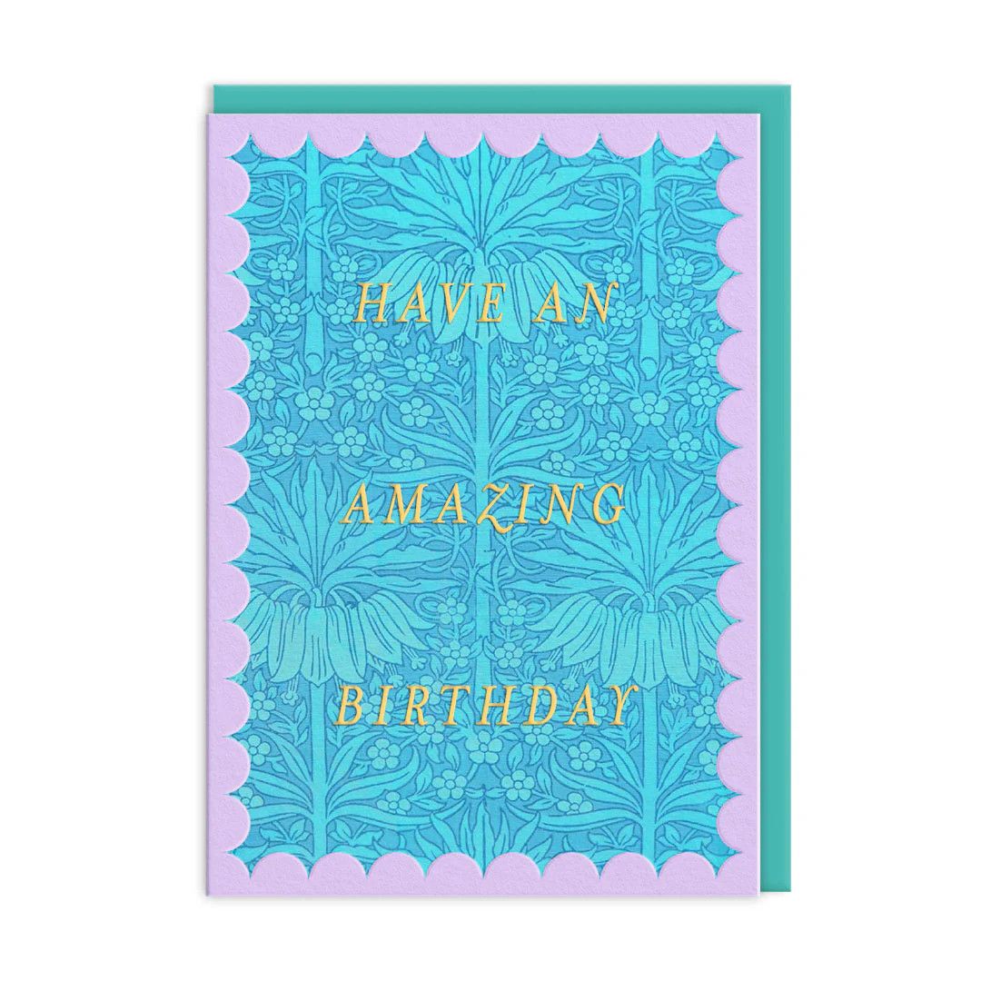 Scalloped Blue Fritillaria Birthday Card