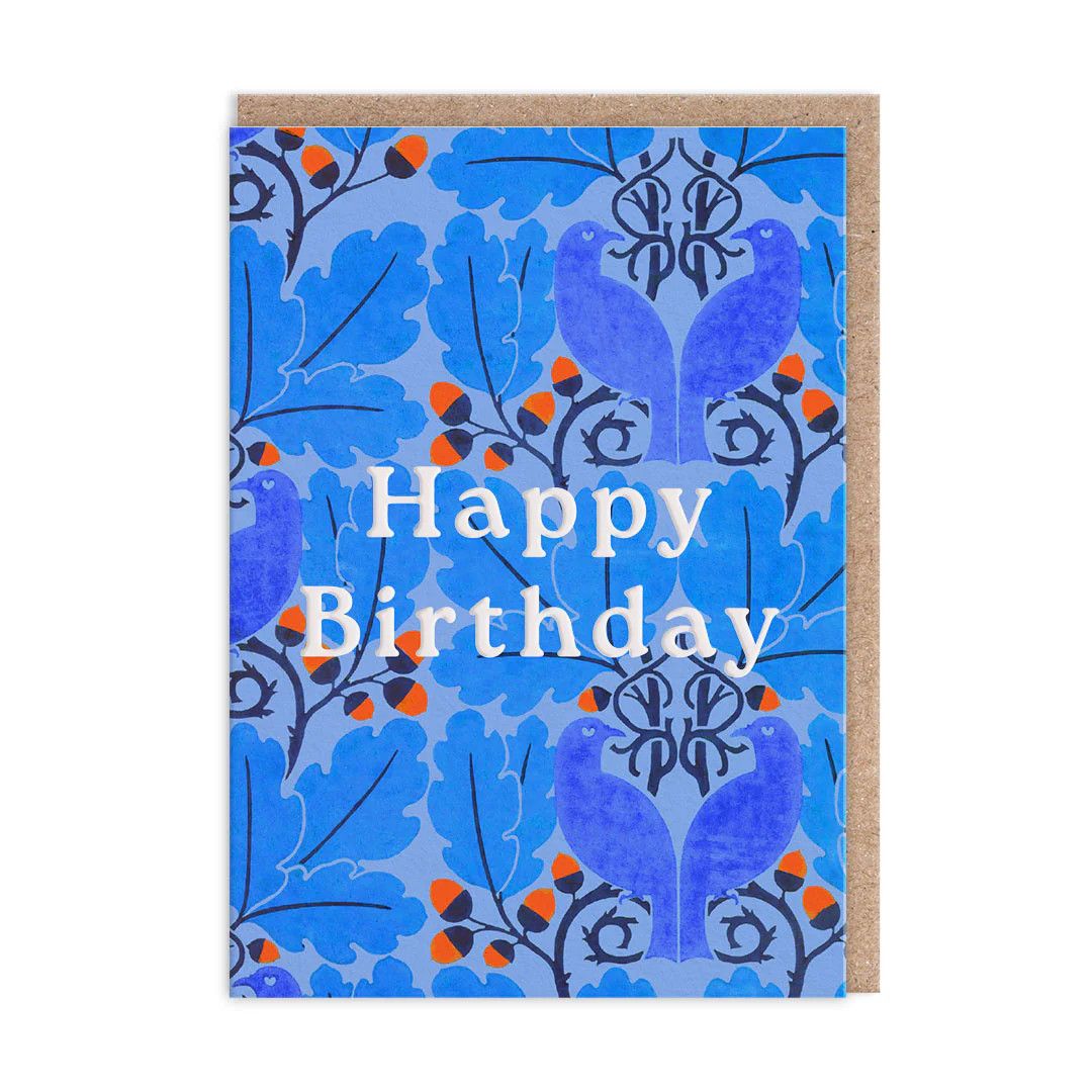 Neon Floral Blue Oak Greeting Card