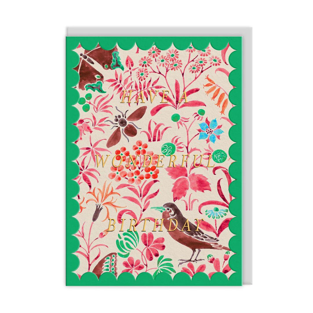 Scalloped Voysey Wildlife Birthday Card