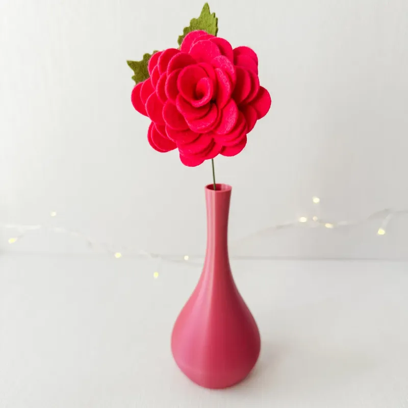 Felt Flower Ranunculus Single Stem Fuchsia