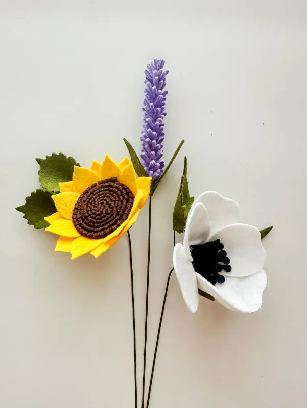 Felt Flower Sunflower Single Stem