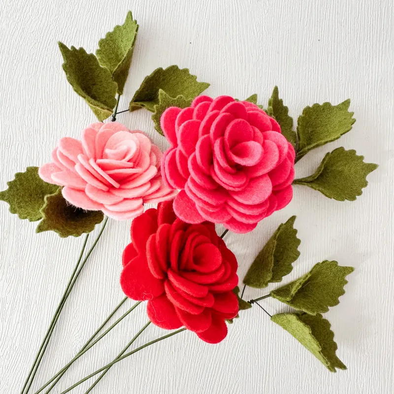 Felt Flower Ranunculus Single Stem Pink