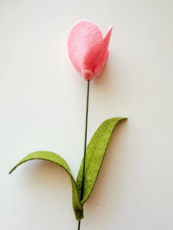 Felt Flower Tulip Single Stem Pink