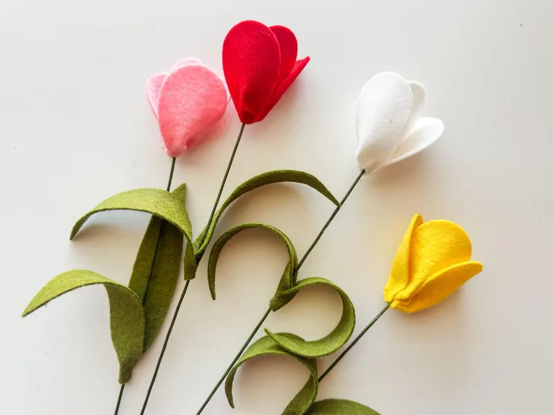 Felt Flower Tulip Single Stem Pink