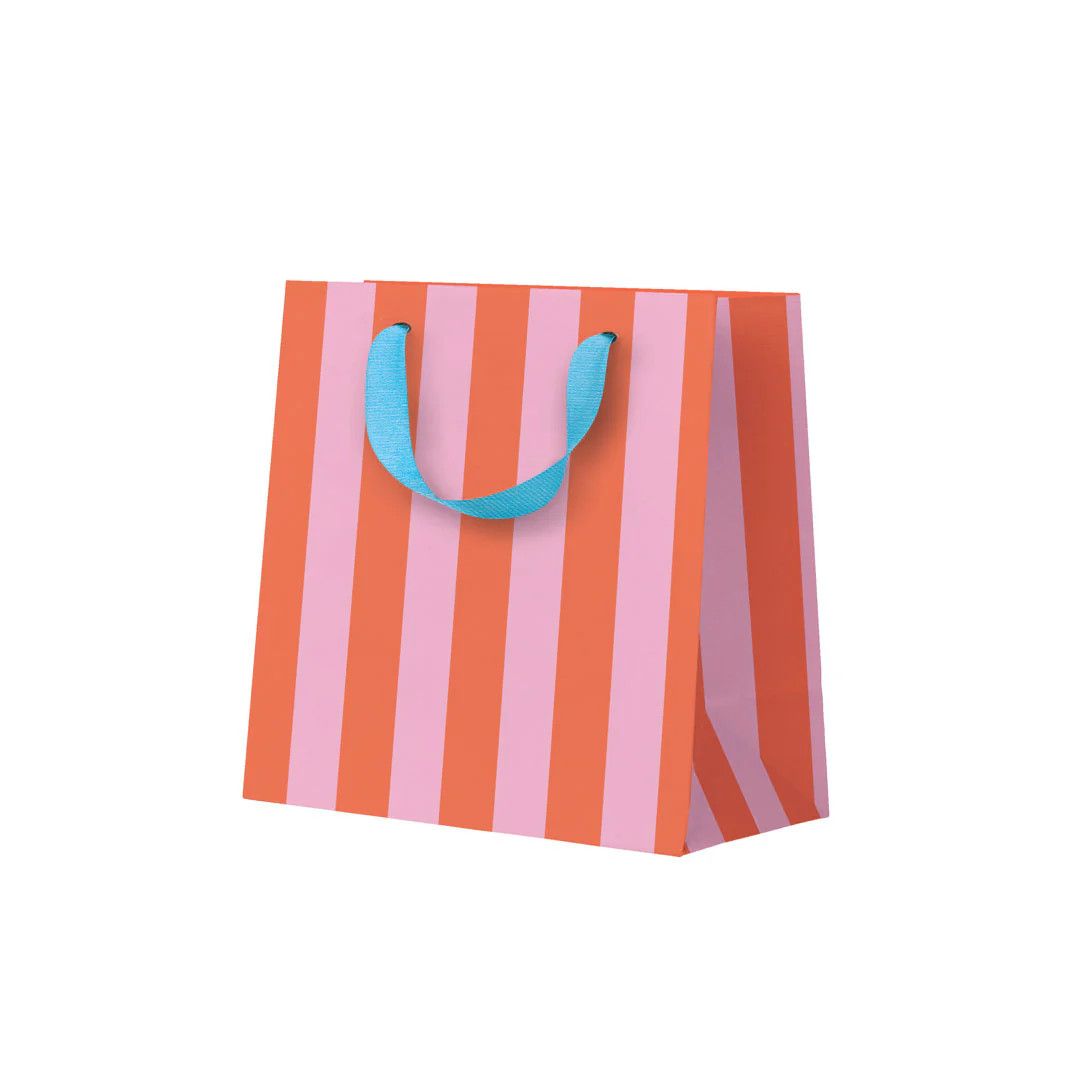 Pink And Orange Stripe Small Gift Bag