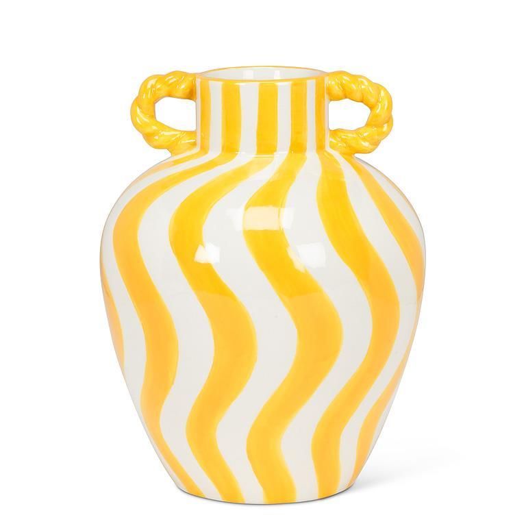 Medium Yellow Striped Urn Vase