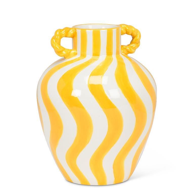 Medium Yellow Striped Urn Vase