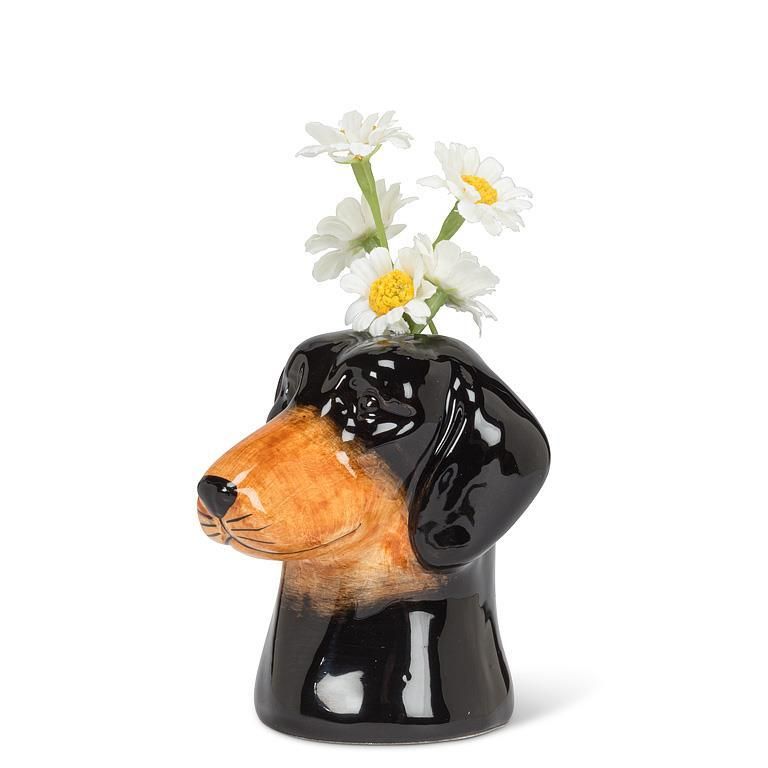 Daschund Head Bud Vase