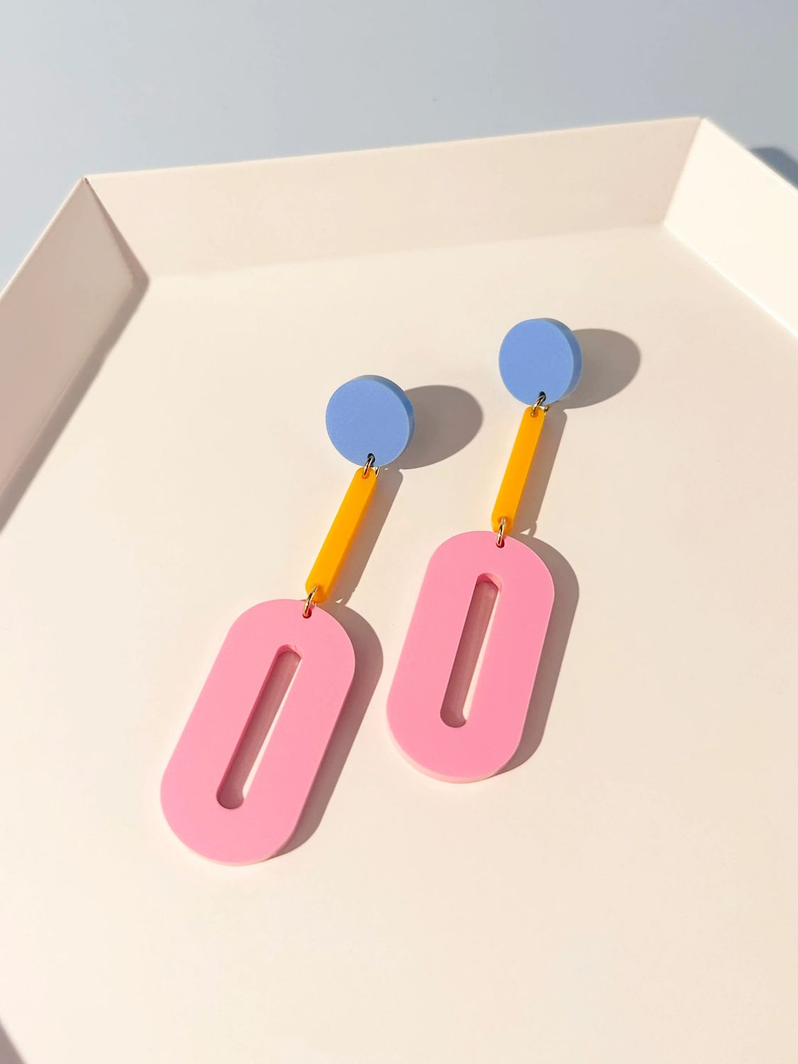 Oval Drop Earrings Blue Mango Pink