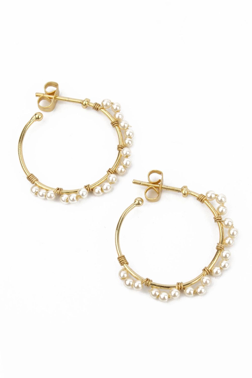 Pearl Wrapped Gold Hoop