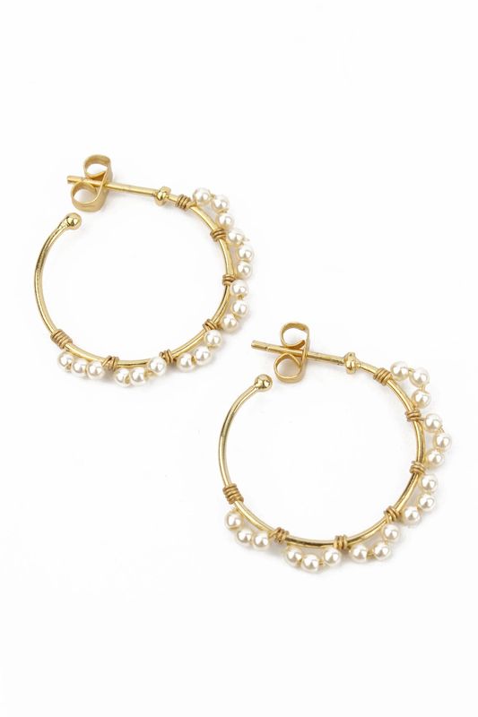 Pearl Wrapped Gold Hoop