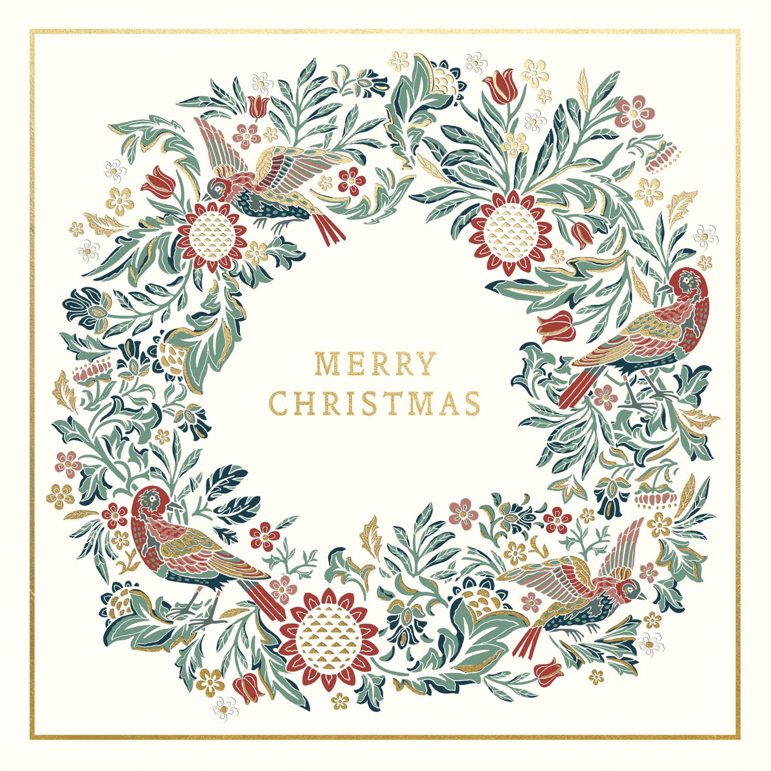 Floral Wreath with Birds