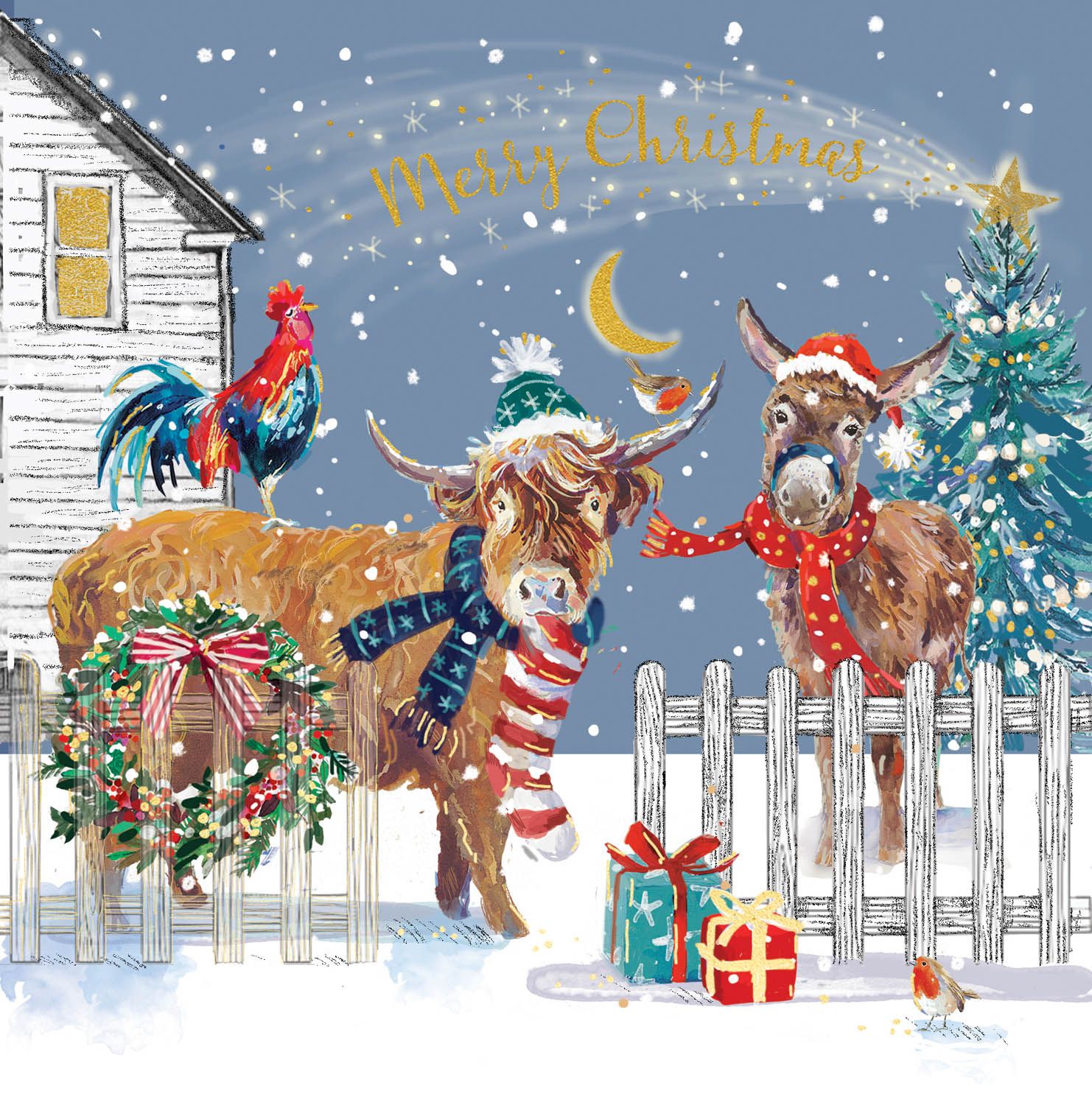Merry Christmas Farmyard Animals