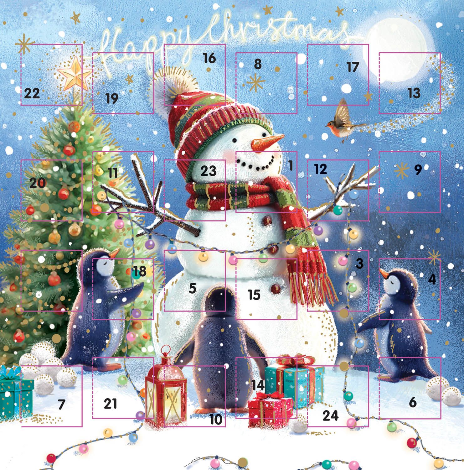 Mini Advent Calendar Card Snowman Happy Christmas