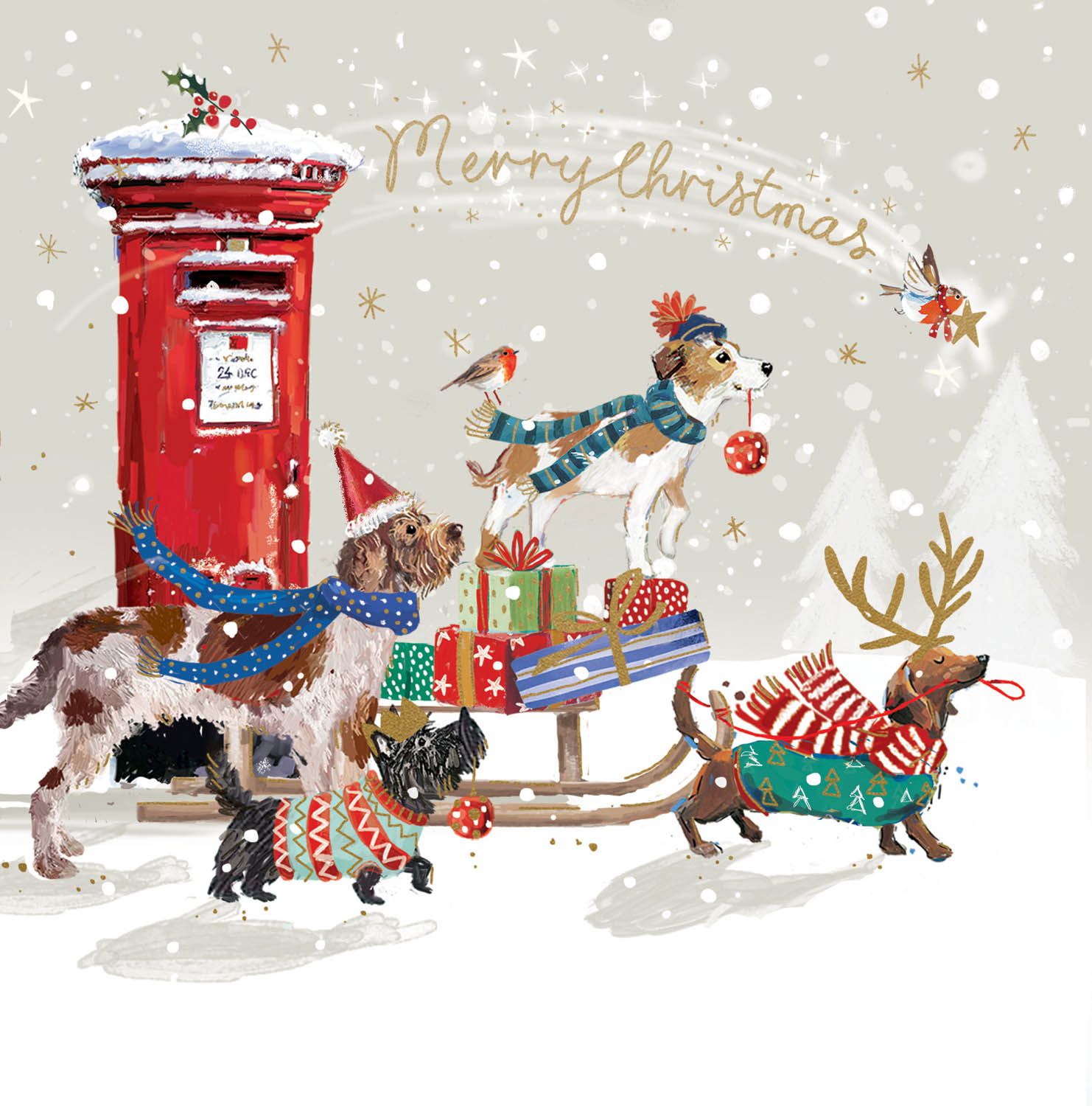 Boxed Christmas Cards Puppies and Presents