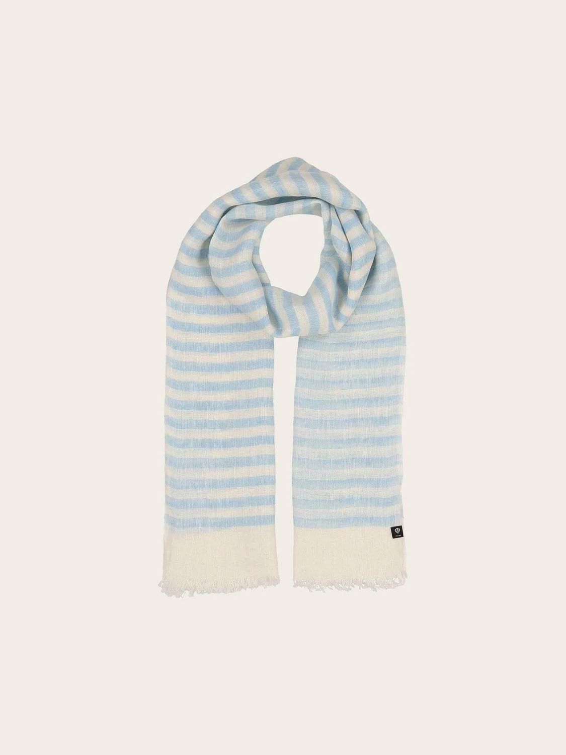 Lightweight Linen Striped Scarf True Blue