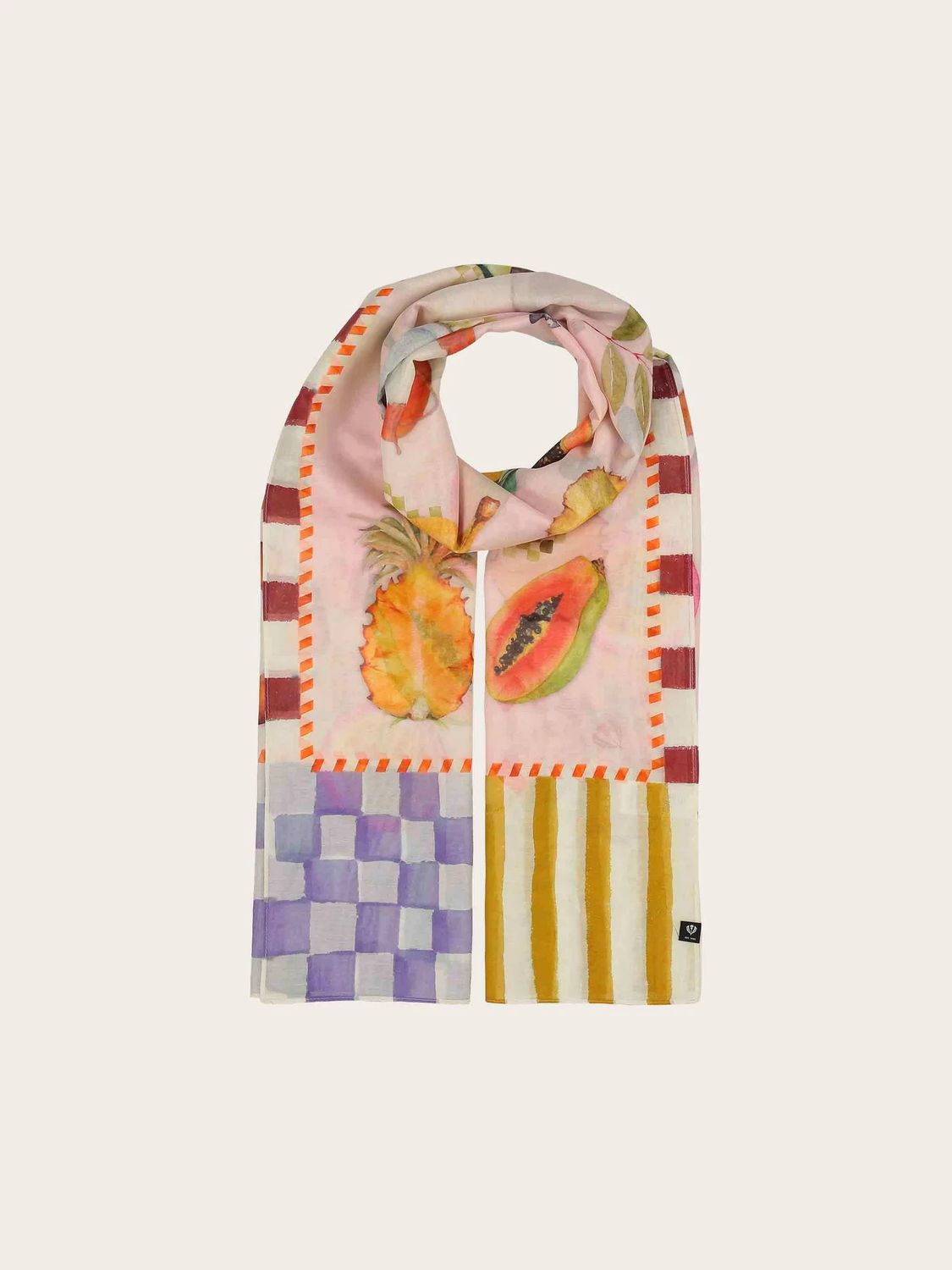 Silk Blend Scarf with Vacation Motifs - Bird of Paradise