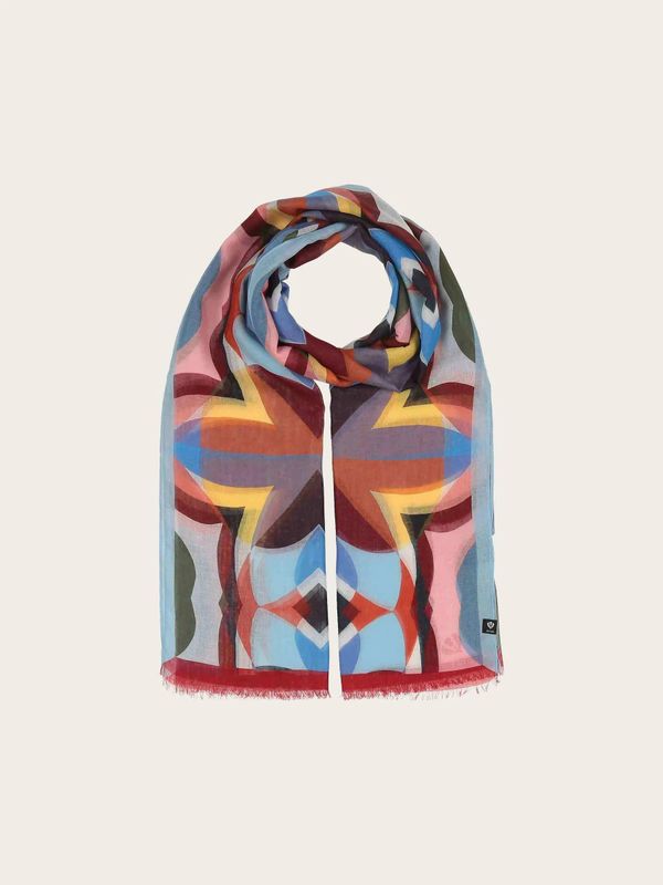 Sustainability Edition - Stole with Retro Geometric Pattern - True Blue