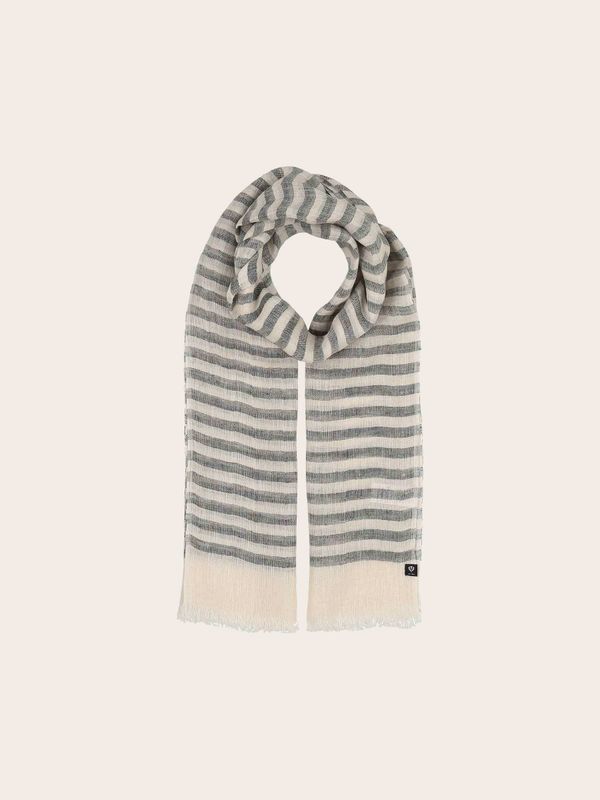 Lightweight Linen Striped Scarf Caviar