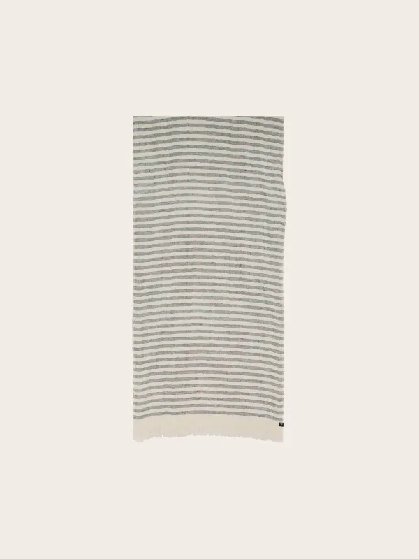 Lightweight Linen Striped Scarf Caviar