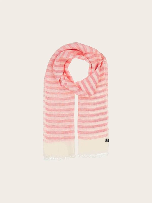 Lightweight Linen Striped Scarf French Red