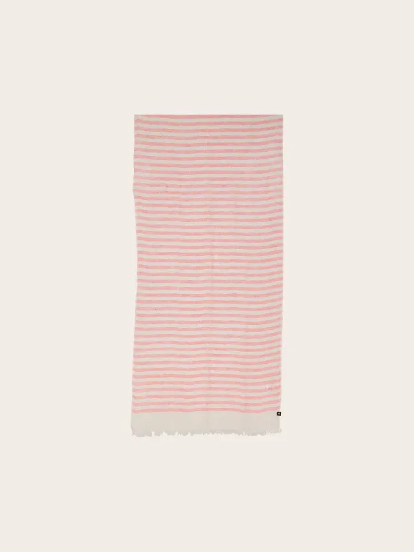 Lightweight Linen Striped Scarf French Red