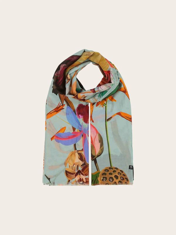Large Scarf with Floral Design Powder Mint
