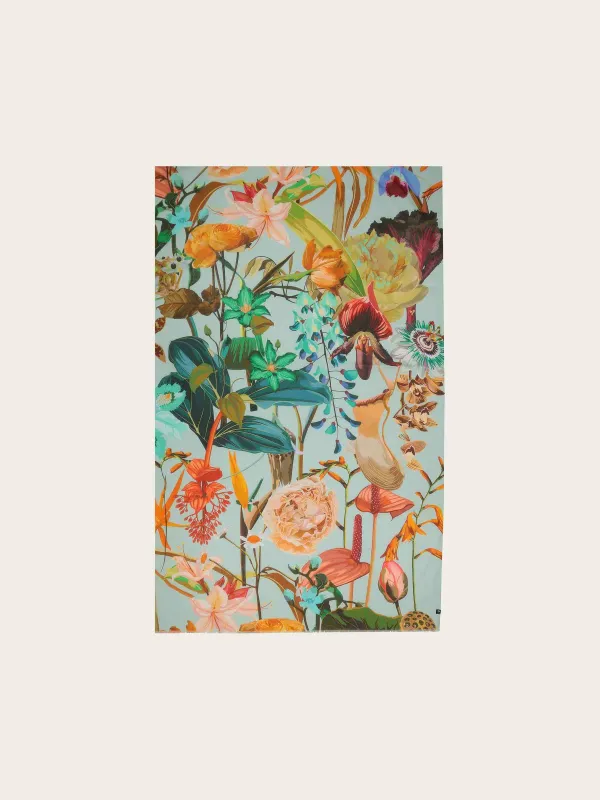 Large Scarf with Floral Design Powder Mint