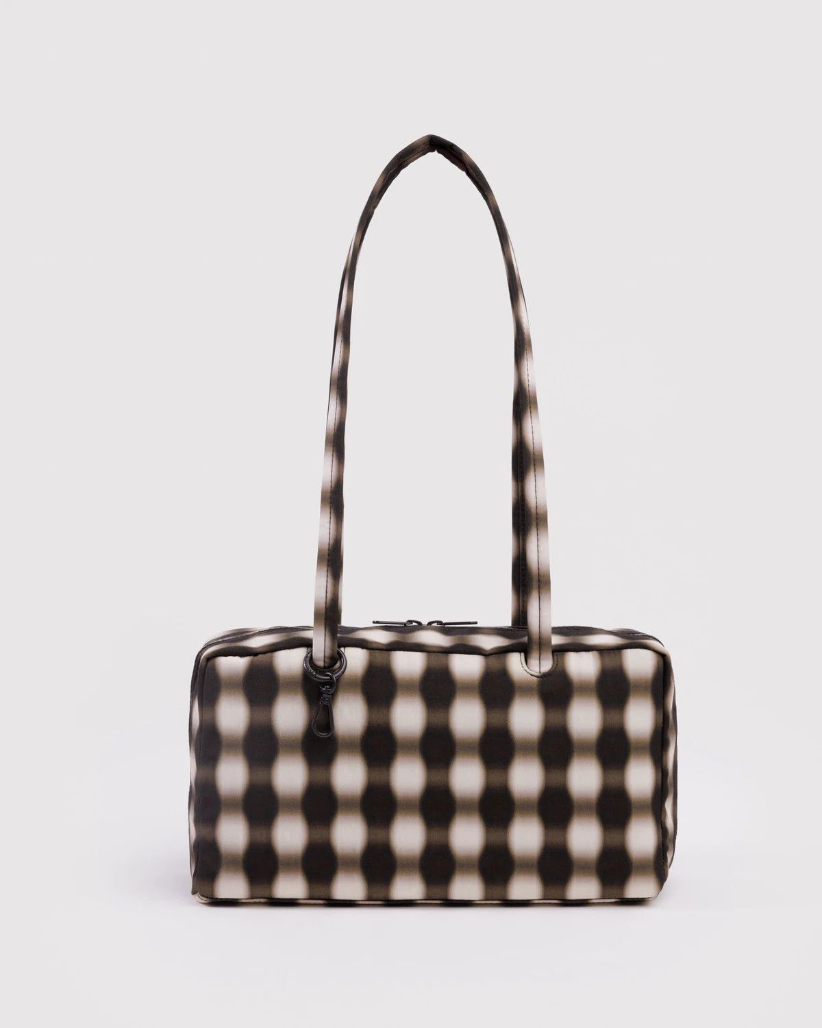 Nylon Bowler Bag Blurred Gingham Brown