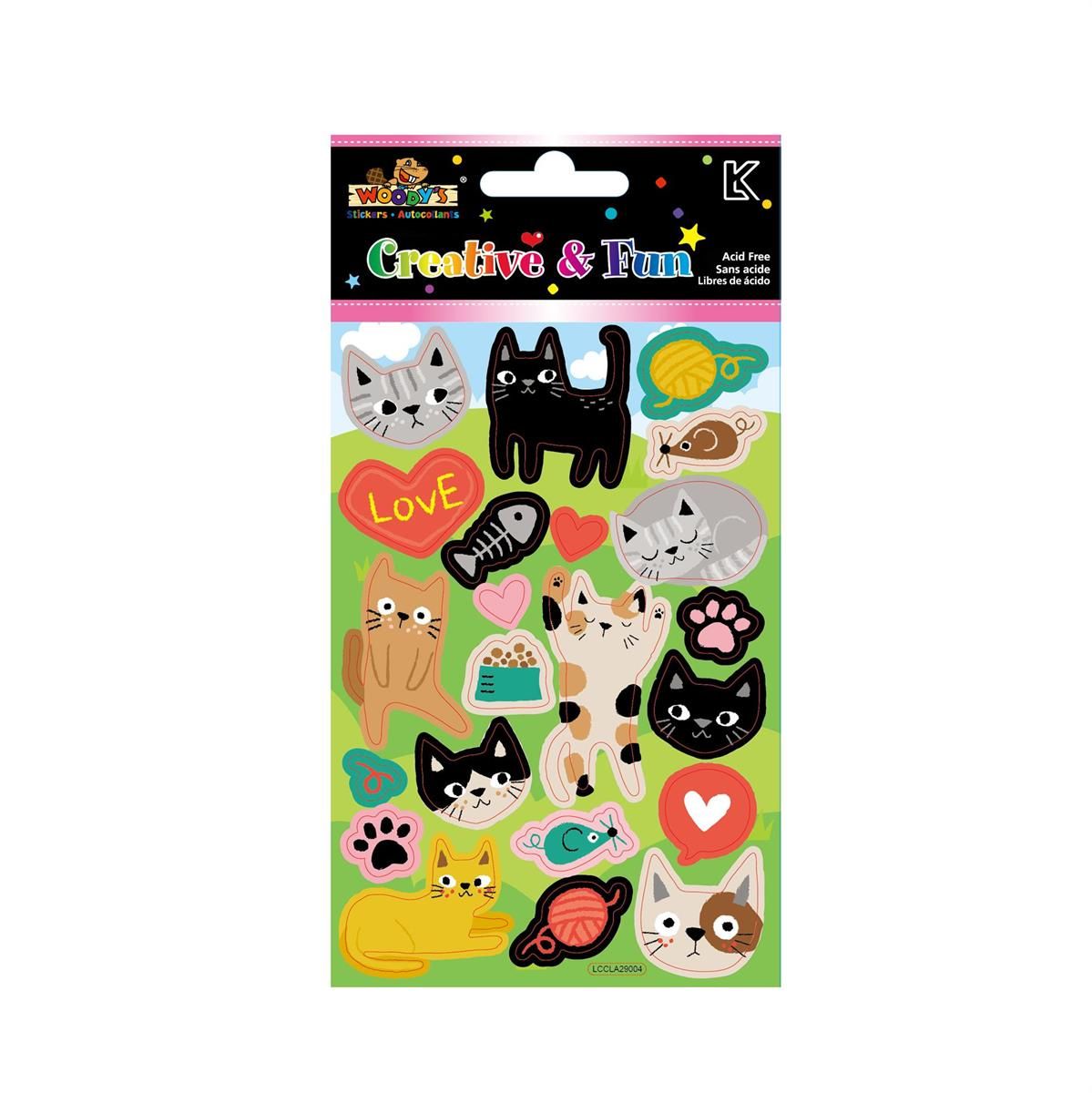 Embossed Foil Finish Cats Stickers