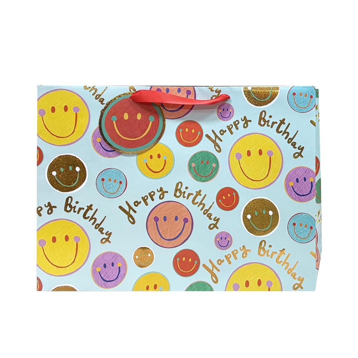 Large Horizontal Gift Bag Smiley Faces