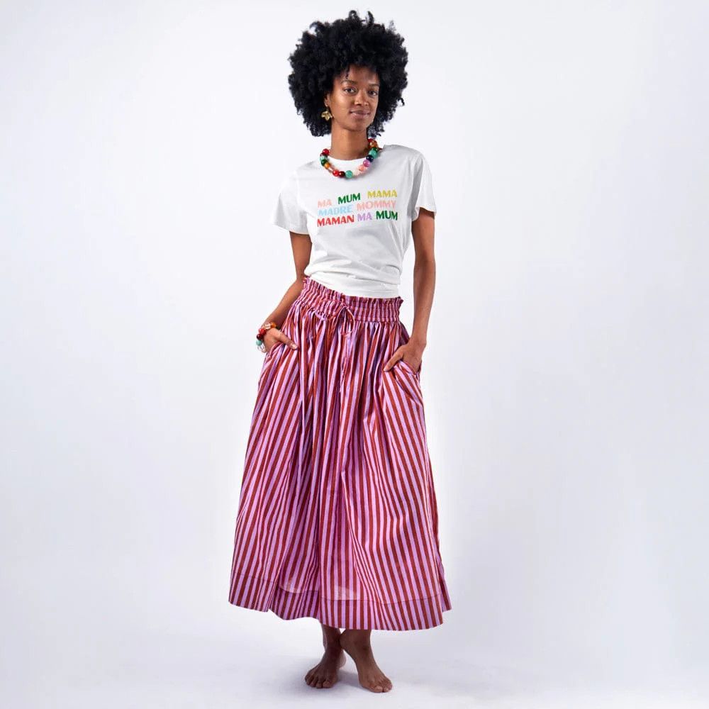 Keaton stripe skirt lilac + rust