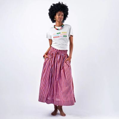 Keaton stripe skirt lilac + rust