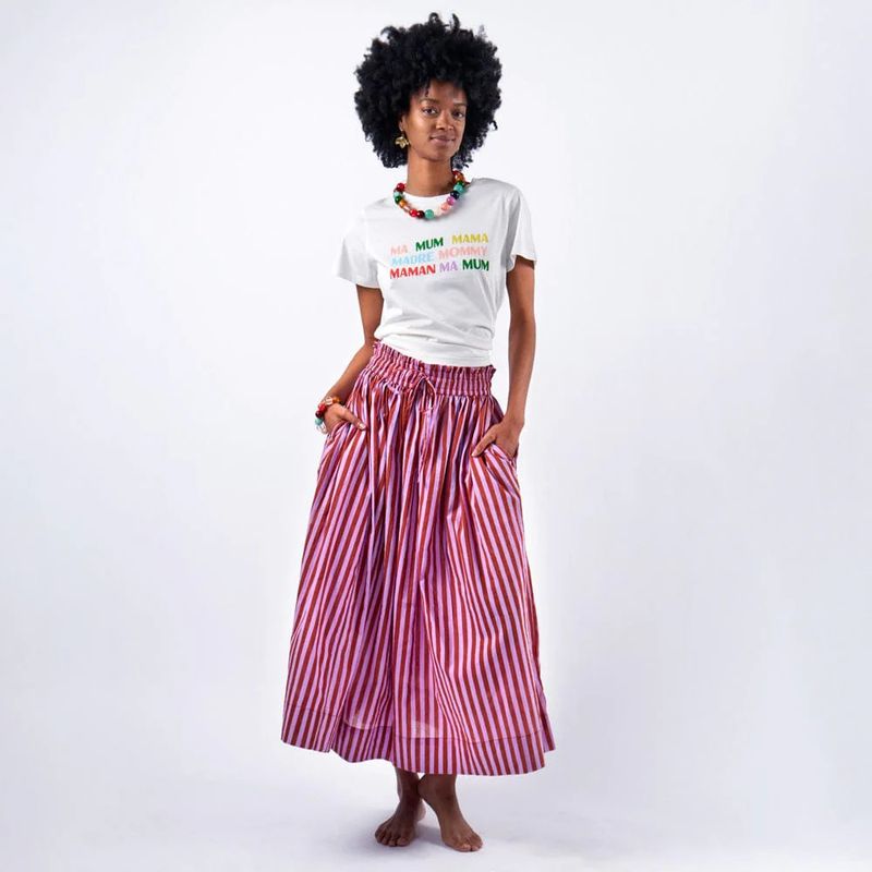 Keaton stripe skirt lilac + rust