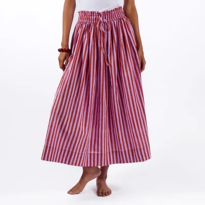 Keaton stripe skirt lilac + rust