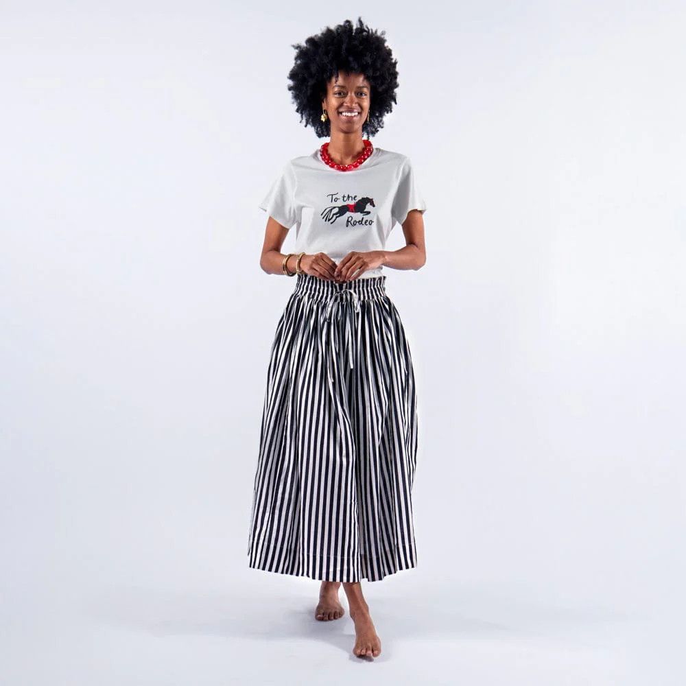 Keaton Stripe Skirt Black + White
