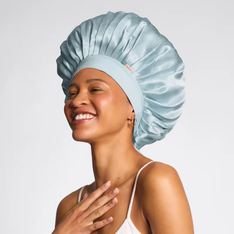 Adjustable Oversized Satin Bonnet Haze Blue