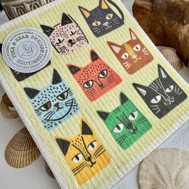 Swedish Dishcloth Tough Guys Cat Design