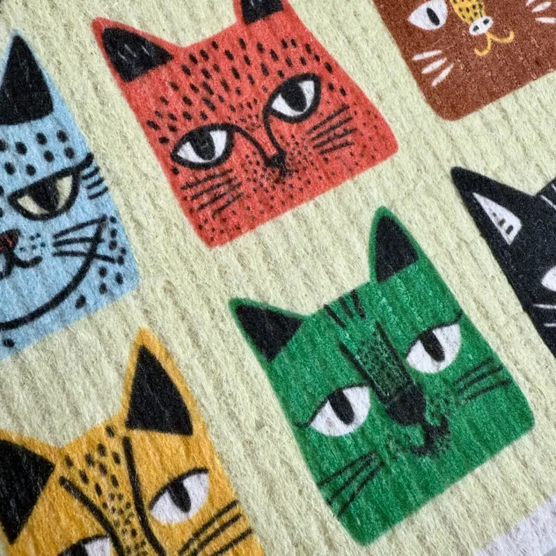 Swedish Dishcloth Tough Guys Cat Design