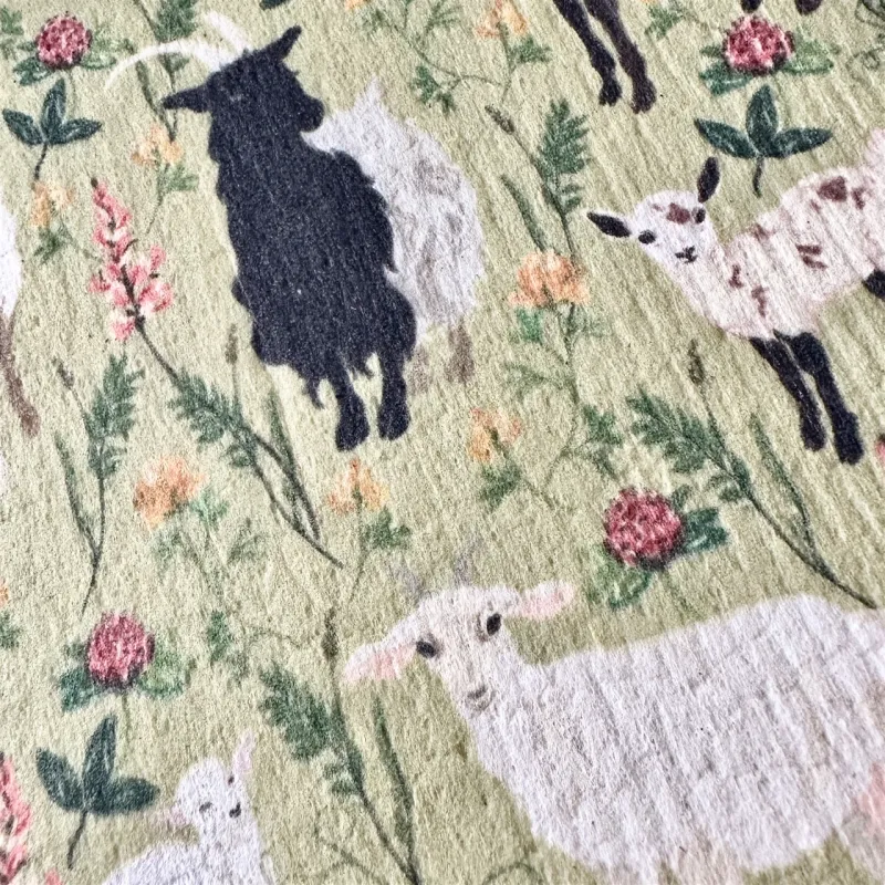 Swedish Dishcloth Totes Ma Goats and Flowers