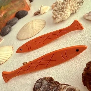 "Sardinia" Fish Hair Clips Paprika