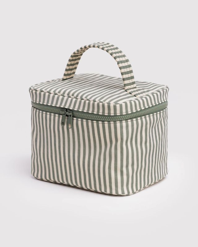 Large Cosmetic Case Sage Stripe