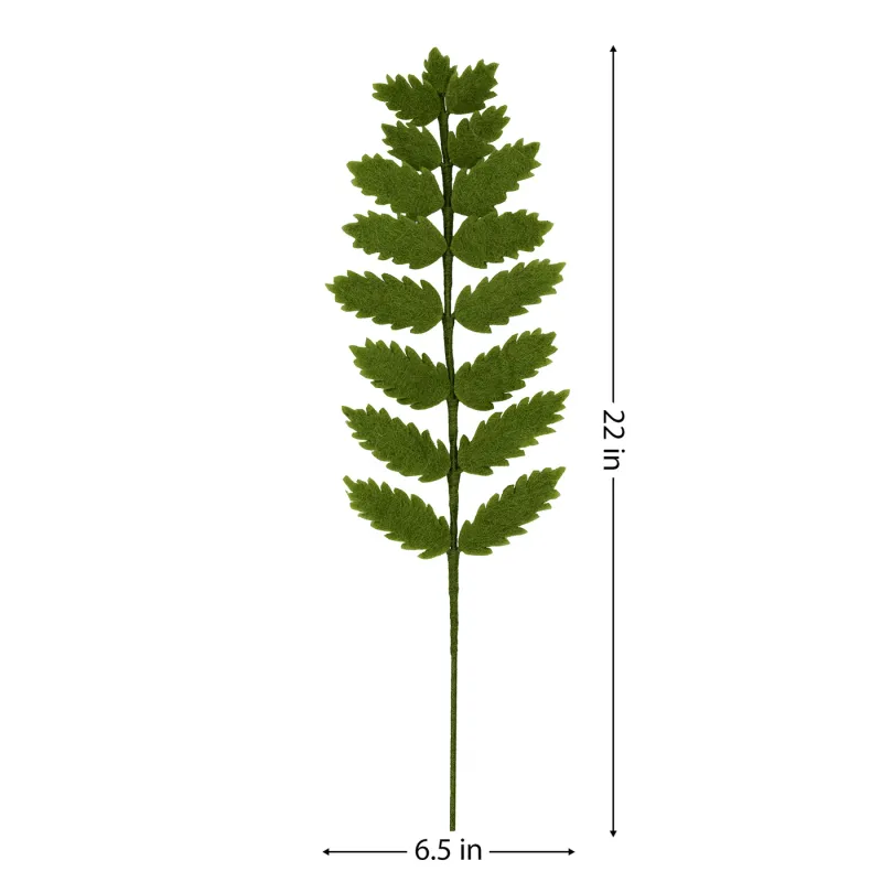 Felt Floral Fern Stem Dark Green