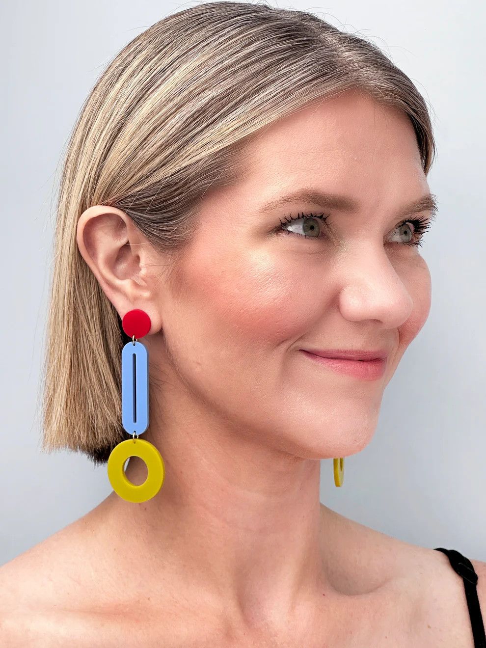 Pendulum Dangle Earrings Red | Cornflower Blue | Chartreuse Green